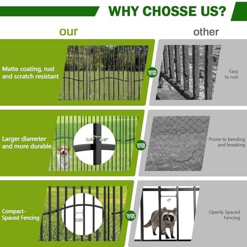 No Dig Garden Fence 48" H x 18'L Decorative Yard Dog Outdoor Panels - Image 3