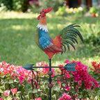 TERESA'S COLLECTIONS Garden Decor with Solar Outdoor Lights, Red Rooster Yard Art Sign for Outside, 39.4'' Metal Weathervane Decorative Garden Stake for Outdoor Decor Lawn, Gifts for Mom - Image 3