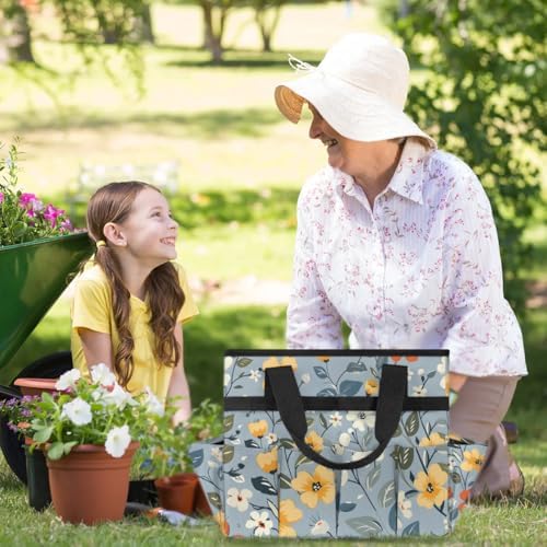 Garden Tool Bag Organizer Garden Tote Bag with Pockets Print Pattern Floral Tool Storage Organizer Gardening Tool Kit Holder 13" x 6.8" x 2.8" - Image 7