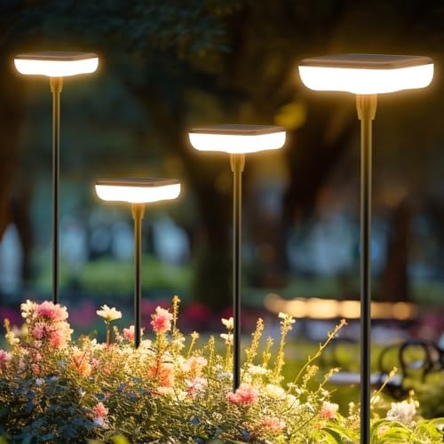 Solar Lights Outdoor Garden 4 Pack Solar Pathway Light 31" Tall Solar Landscape Lights 34LM Bright Up to 12H IP65 Waterproof Auto On/Off for Walkway Outside Yard Path Patio Lawn Flower Bed plant Decor by Ainostone