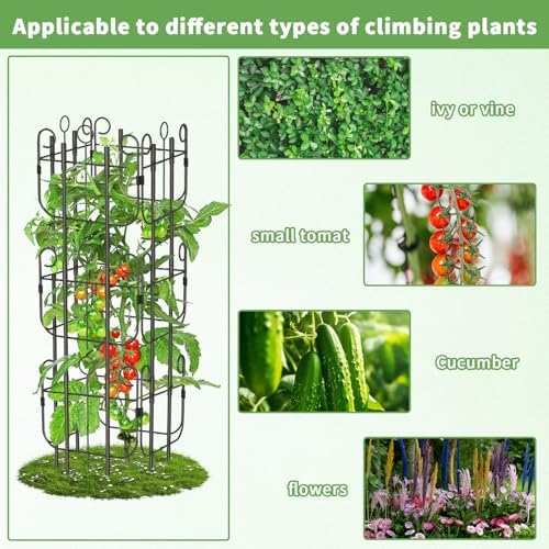 Garden Trellis for Climbing Plants, Outdoor Rustproof Heavy Duty Plant Climber Support for Flowers, Vine, Cucumbers, Expandable Height & Width, No Dig Decorative Garden Fence Panels - Image 5