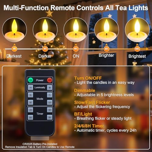 PChero Rechargeable Waterproof Candles with Remote & Magnetic Charging Base, 4 Electric Pillar Candles & 6 LED Tea Lights - Image 4