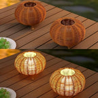 JONATHAN Y Kairi 5.75" Faux Rattan Cordless Lantern, Light Brown, Set of 2 - Image 5