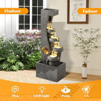 39" Outdoor Water Fountain, 5-Tier Cascading Floor-Standing Indoor Waterfall Fountains, Modern Large Water Feature with 5 Waterfalls & LED Lights, for Garden, Patio, Deck, Porch - Image 4