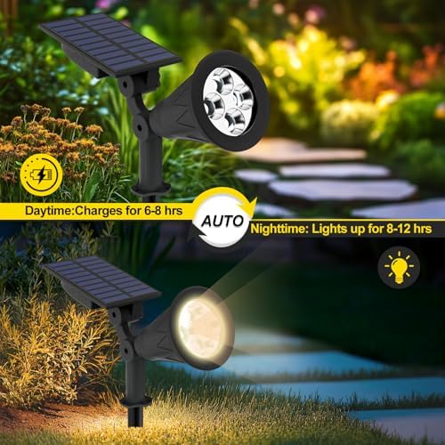T-SUN Solar Spot Lights Outdoor Waterproof, Natural White, 2 Pack - Image 4