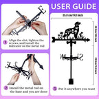 Dog Weathervane Metal Wind Vane Animal Flowers Garden Art Decoration Direction Sign Indicator Stake Mount Ornament for Patio Lawn Farmhouse Yard Roof Outdoor - Image 2