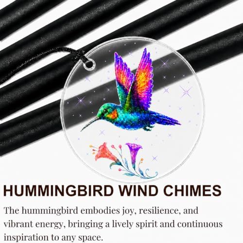 Hummingbird Wind Chimes for Outside, Deep Tone Outdoor Wind Chime with Colorful Wind Catcher, 6 Aluminum Tubes, Garden Porch Patio Decor, Memorial & Birthday Gift - Image 3