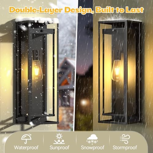 20in Large Outdoor Wall Light Dusk to Dawn Sconce Exterior Lighting Fixture - Image 4