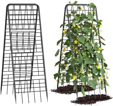 A-Frame Trellis for Climbing Plants Outdoor, 2 Pack Metal Garden Trellis by LIANTRAL