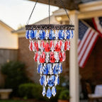 Solar Hanging Crystal Chandelier Patriotic Flag Decoration by HUYIENO