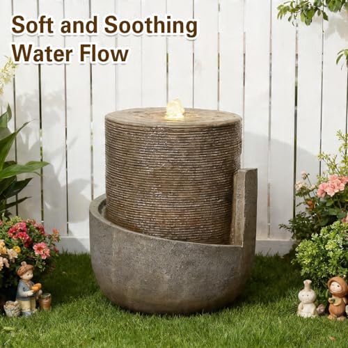 18H Modern Outdoor Water Fountain Zen-Style with Warm LED Lights - Image 3