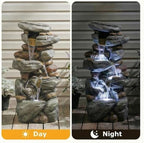 Bear Outdoor Water Fountain with LED Lights Resin Cascading Waterfall Garden Fountain for Patio Yard Balcony Decorative Water Feature - Image 4