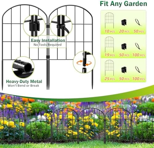 20.58ft (L) x 24in (H) Decorative Garden Fence Panels - Animal Barrier Fence No Dig Fencing Rustproof Metal Wire Edging Panel Border Apply to Dog Fencing for Yard Outdoor Decor Flower Beds - Image 3