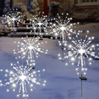 Solar Garden Firework Lights Outdoor Waterproof, 4 Pack Solar Powered Art Stake Twinkle Lighting for Outside Decor, 120 LED Sparklers String Lights for Yard Pathway Christmas Decorations(White) - Image 3