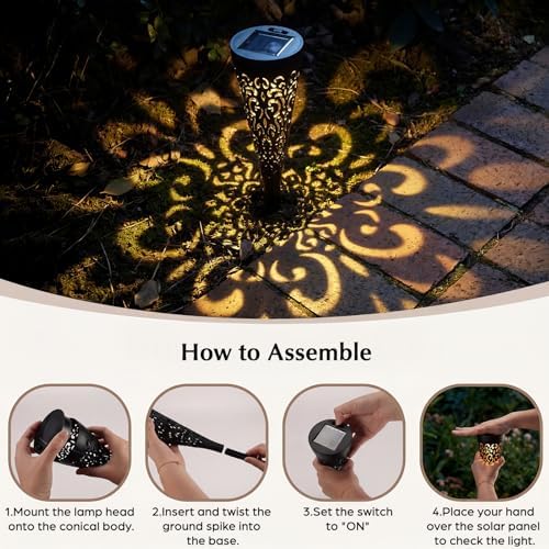 Hoikwo 4 Pack Hollow Out Solar Lights Outdoor Waterproof - Image 6