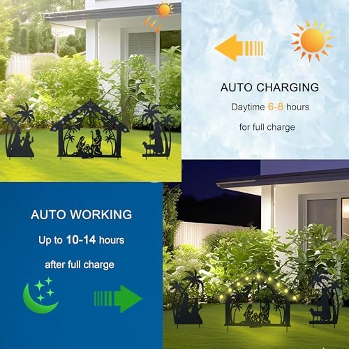 WAIU Solar Lighted Nativity Scene Garden Decor, Outdoor Christmas Yard Lawn Holiday Party Ornament - Image 7