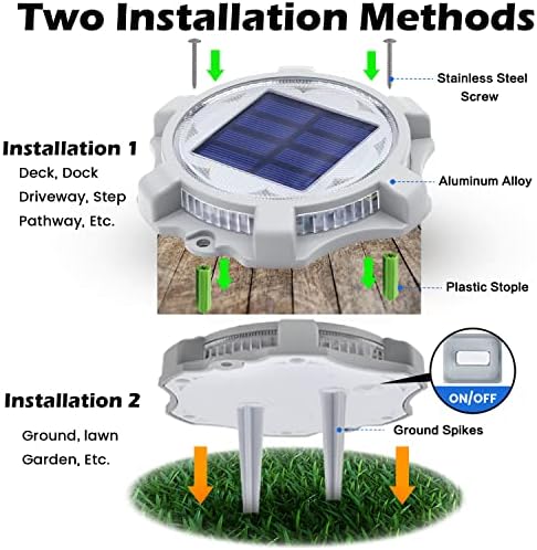 SIEDiNLAR Solar Deck Lights Outdoor 2 Modes LED, 4 Pack White/Warm Lighting - Image 5