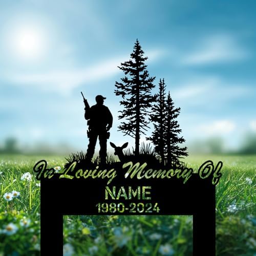 Personalized Hunter Grave Marker Deer Hunting Memorial Garden Stake 8-24 inch Hunter Dad Loss Gift, Hunter Memorial Gift Loss of Loved One (Deer Hunting) - Image 3