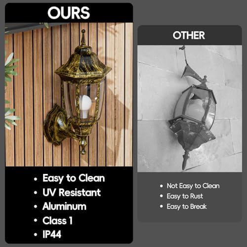 EMART Outdoor Front Porch Light with Bulb, Wall Lamp Fixture(2 Pack, Gold) - Image 3