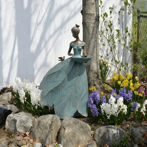 DiliComing Large Garden Fairy Statue Bird Feeder & Bird Bath - 23-Inch Resin Outdoor Yard Decor Angel Statue, Decorative Girl Sculpture for Garden, Lawn, Patio - Image 3
