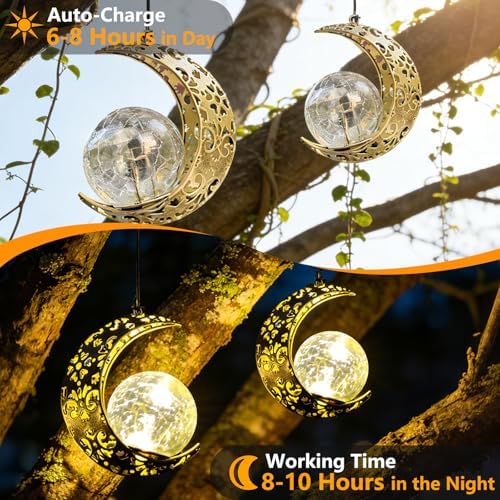 Solar Moon Lanterns Outdoor Waterproof Hanging Solar Lights Garden Decor - Image 2