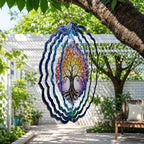 Shwing 12 Inch Wind Spinner Tree of Life Hanging Decor Colorful Spiritual Metal Ornament Outdoor Kinetic Garden Art 3D Wind Spinner for Patio Porch Balcony Backyard Meditation Decoration - Image 5