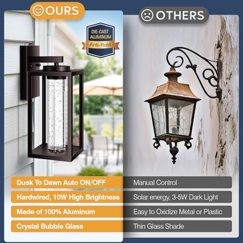 VIANIS Large ORB Bronze Exterior Lighting Fixtures Wall Mount for House - Image 4