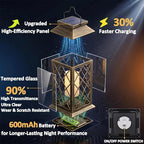 2 Pack 14" Large Tempered Glass Solar Lanterns Outdoor Waterproof, Bronze - Image 5