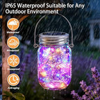 VOOKRY 12 Pack Solar Mason Jar Lights, 30 LED Mason Jar Lids Waterproof Firefly Fairy String Lights with 12 Hangers(No Jars), for Outdoor Patio Garden Yard Lawn Party Wedding Decoration - Multicolor - Image 5