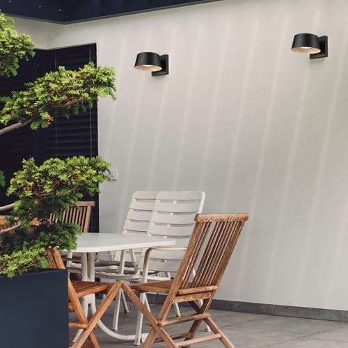 Globe Electric 44782 LED Integrated Outdoor Wall Sconce, Matte Black, 8W, 650 Lumens, 2700 Kelvin, Back Porch Lights, Front Patio, Garage Fixture, Exterior Lighting for House - Image 2