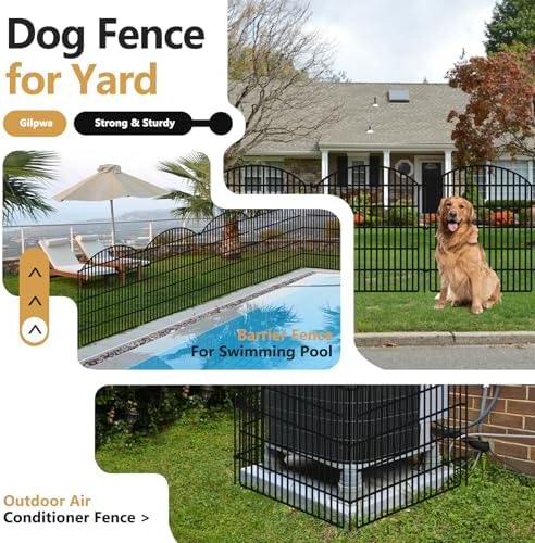 GILPWA 5 Panels Decorative Garden Fence 33in (H) x 12ft (L), Rustproof Metal No Dig Fencing Animal Barrier Border for Dog Rabbit, Flower Edging for Yard & Patio Outdoor Landscape - Image 6