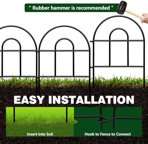 Decorative Garden Fence, 21.67ft(L) x 17in(H) Metal Fencing, 20 Pack, Black, Classic Style, Animal Barrier, Garden Border - Image 6