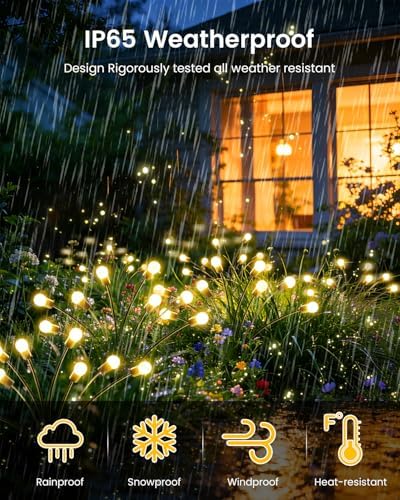OZS 6 Pack 48 LED Solar Garden Lights, Solar Firefly Lights Outdoor - Image 6