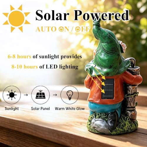 Garden Gnome Solar Light Statue for Outdoor Decoration - Image 3