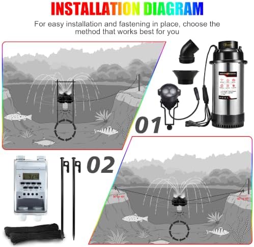 Goldlife Pond Fountain Aerator F4 With 4 RGB Lights 1HP 750W Floating Pump - Image 5
