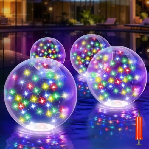 4Pack Floating Pool Lights 15Inch Solar Powered Christmas Balls, Multicolor by LORRYTE