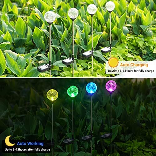 OxyLED Solar Globe Lights Outdoor 4 Pack LED Garden Stake Lights Waterproof - Image 2