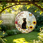 Larger 12-in Black Cat Suncatcher Stained Glass Window Hanging Sun Catcher - Image 2