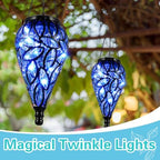 Tujoe 2 Pack Solar Hanging Lanterns Outdoor Lights, Blue - Image 4