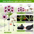 Solar Sunflower Lights Outdoor Garden Decor, 6 Pack Solar Multicolor Flowers Lights with 36 Sunflowers, Waterproof Fall Decor Stake Decorative Light Auto ON/Off for Garden Yard Patio, Gift for Women - Image 2