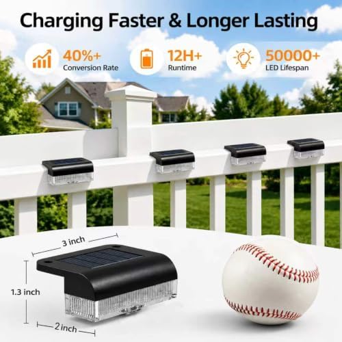 16PK Solar Fence Lights Outdoor Waterproof, 12H Step Lights for Yard - Image 3