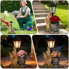 Outdoor Rabbit Garden Statues with Solar Lantern Flowerpot- Bunny Figurine Rabbit Decor for Home Lawn,Balcony Yard Art Garden Patio Decor,Unique Housewarming Birthday Gifts for Women Mom - Image 6