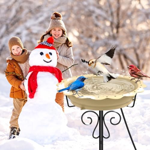100W Heated Bird Bath for Outdoors, Heated Birdbath Water Heater, Khaki - Image 6