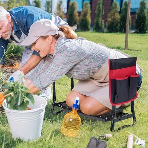 GIANTEX Garden Kneeler & Seat, Heavy-Duty Garden Bench, Black with 1 Bag - Image 2