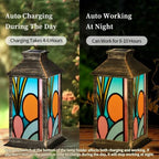 Solar Lantern Retro Frosted Glass Fox Art Outdoor Waterproof Garden Hanging Lantern Solar Powered Lighting Outside Solar Light for Patio Yard Camping, Gifts for Women Mom - Image 4