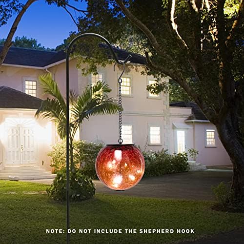 Mosaic Solar Hanging Lantern Orange Glass Outdoor Waterproof Solar Lights - Image 4
