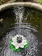 Solar Fountain Pump with 5000mA Battery Backup,Pond Pumps,Solar Bird Bath, Lily Pads for Ponds,9W Solar Panel,Pond Plants，Water Garden (White) - Image 2