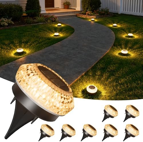 VOLISUN Solar Ground Lights Outdoor,8 Pack Flat Solar Pathway Lights by VOLISUN