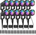 7W LED Landscape Lights Low Voltage, RGBW Color Changing 12V AC/DC Waterproof Outdoor Spotlights with Remote Control, IP65 Garden Pathway Lights with 12 Spike Stands for Christmas Decorative(12 Pack) by Unknown