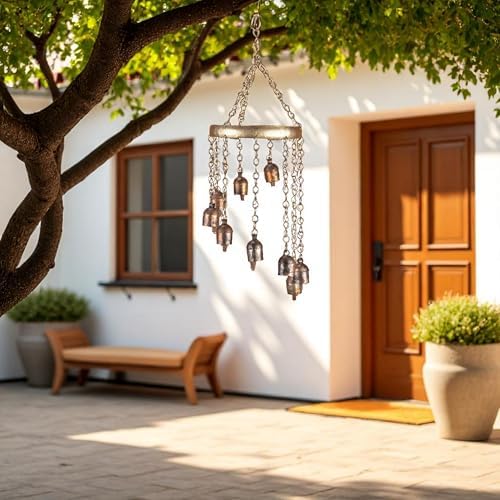 Rustic Wind Chimes for Outside – 18" Handmade Metal Hanging Bells – Garden Decor for Outside Yard Porch Patio – Outdoor Wind Chimes Bronze Finish – Boho Yard Decorations - Image 3